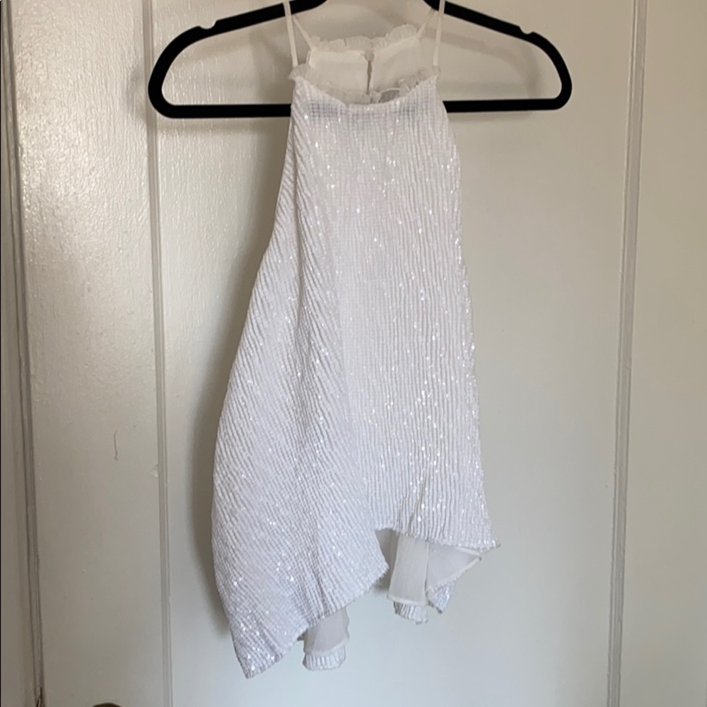 White sequin halter top